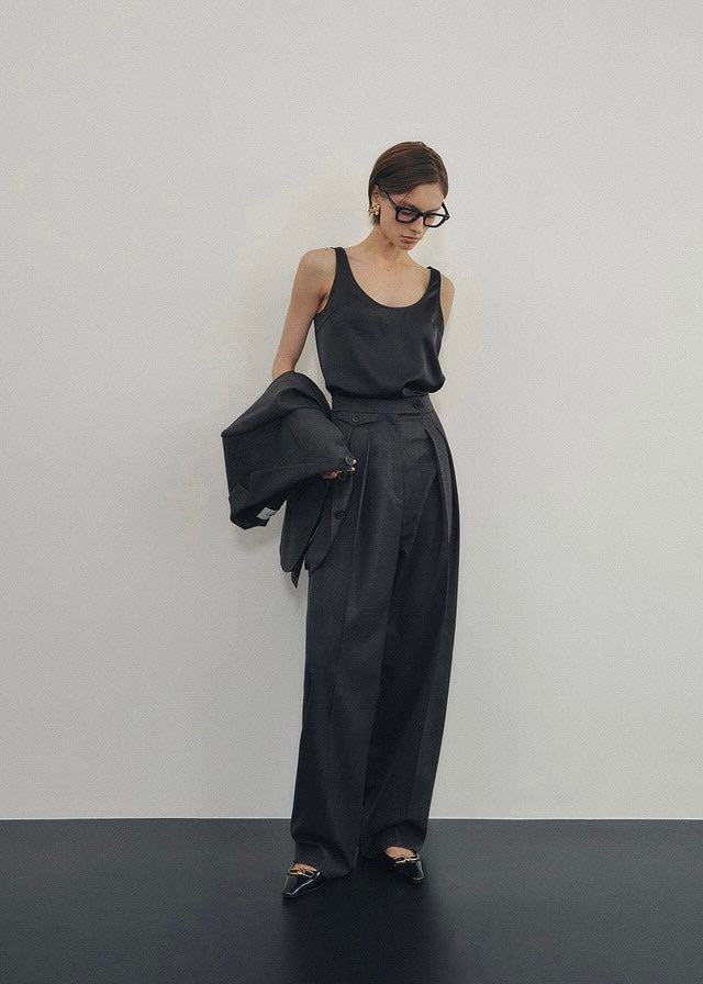 ELBORN | Nao Pleats Wool Slacks (Charcoal)