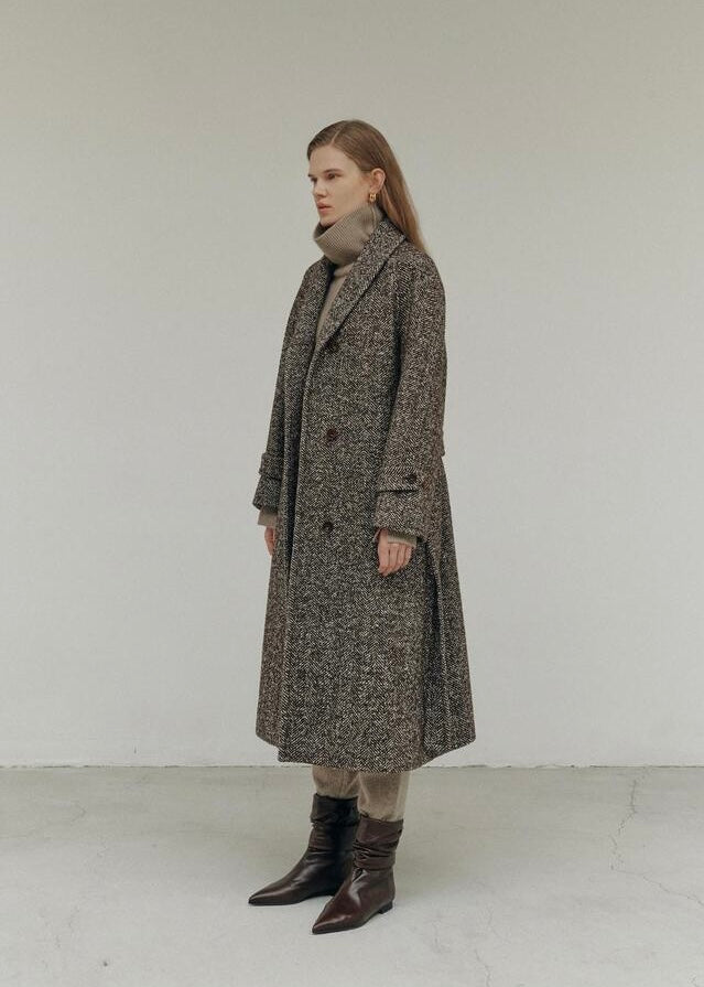 ELBORN | Mattia Alpaca Coat (Brown Herringbone)