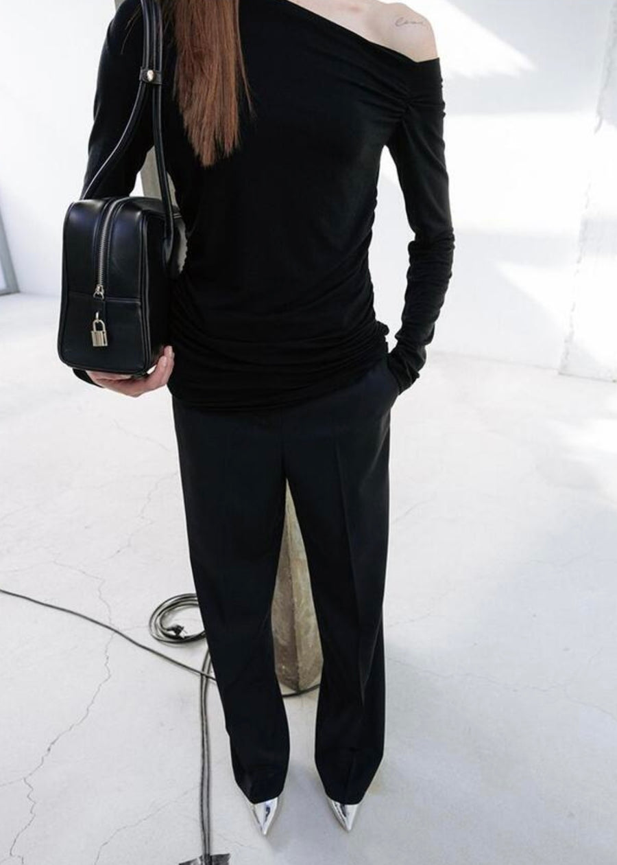 LEHA | Emile Asymmetric Jersey Top (Black)