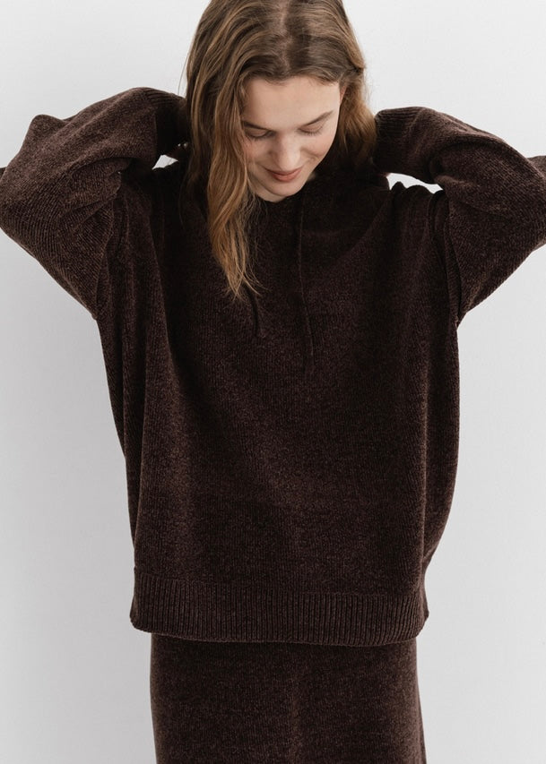 MOIA | Velvet Knit Hoodie (Dust Cocoa) Expected ship to 12/12/2025