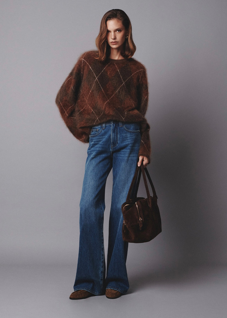 ELBORN | Argyle Cashmere Sweater (Brown) Expected ship to 10/31/2025