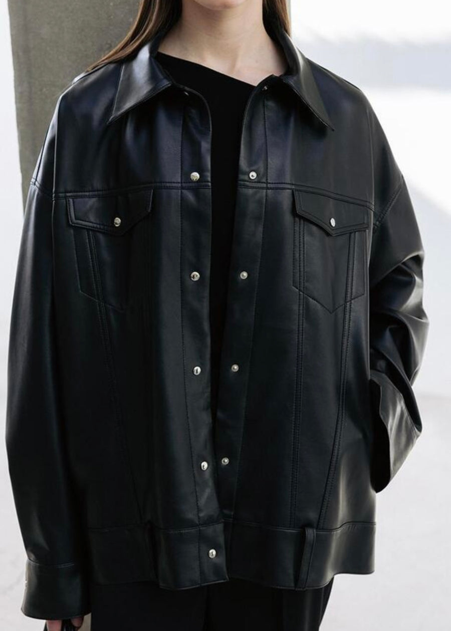 LEHA | Antoine Paneled Vegiterian Leather Jacket (Black)