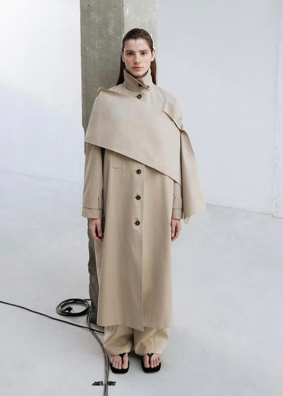 LEHA | Maisie Oversized Scarf Detail  Trench Coat (Beige)