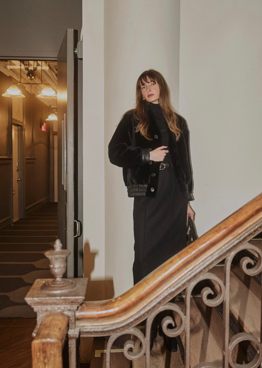 [1ST RE-ORDER] ELBORN | Denise Shearing Reversible Jacket (Black)