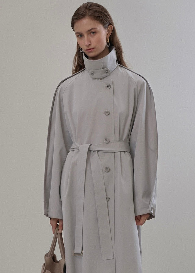 ELBORN | Martha Belted Trench Long Coat (Grey)