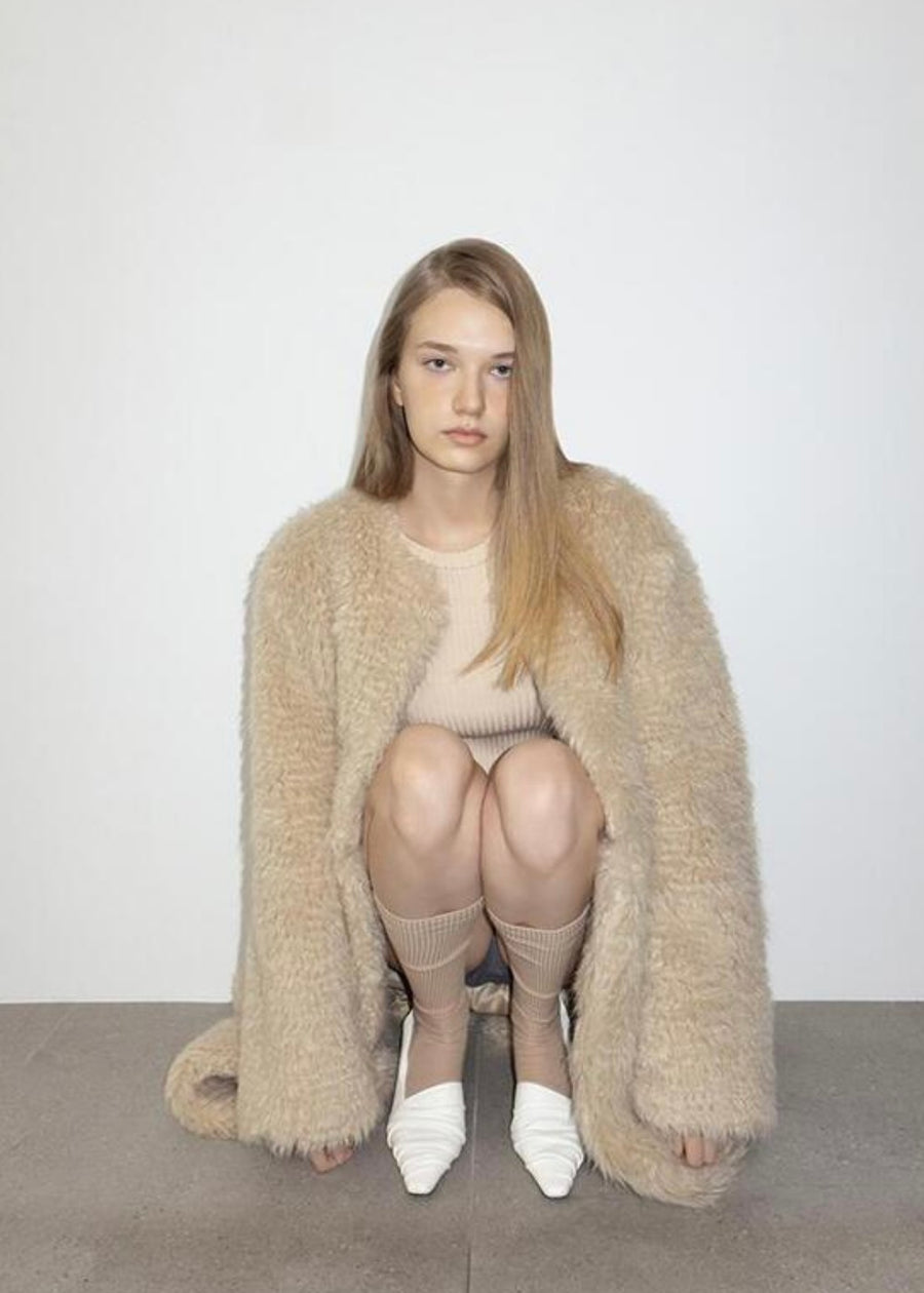 LEHA | Beige Calum Faux Fur Coat (Beige)