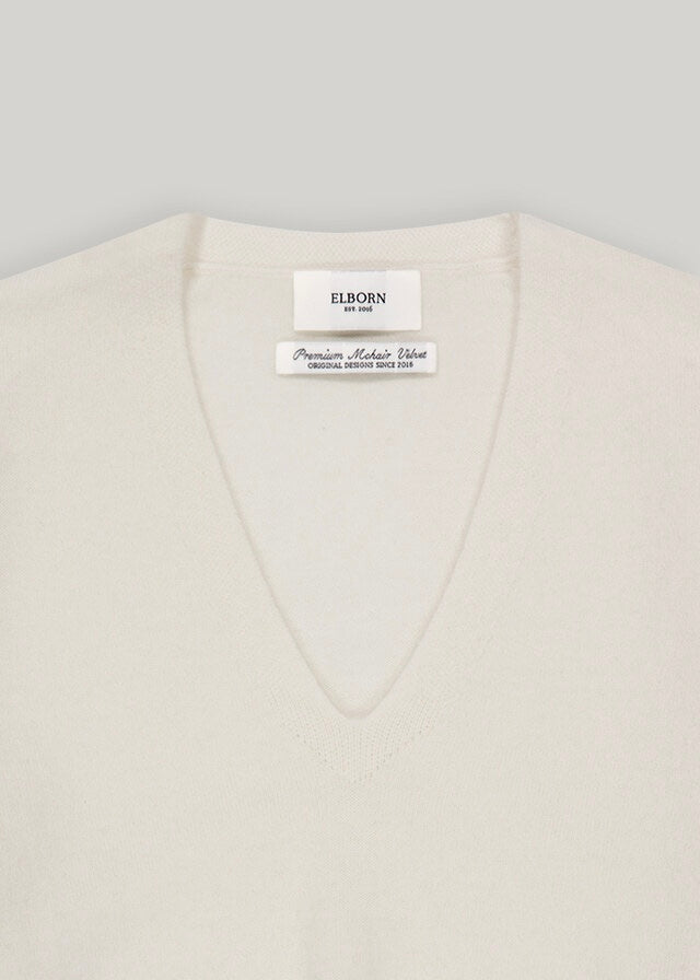 Elborn | Tiana V-neck Knit Top (Ivory)
