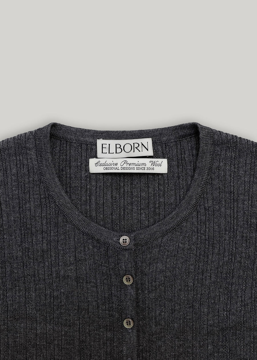 ELBORN | Lace Wool Knit Cardigan Set-up (Charcoal) Expected ship to 11/07/2025