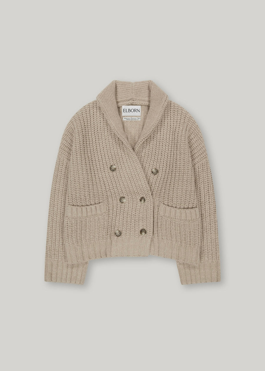 ELBORN | Double-breasted Shawl Collar Cardigan (Beige) Expected ship to 11/28/2025
