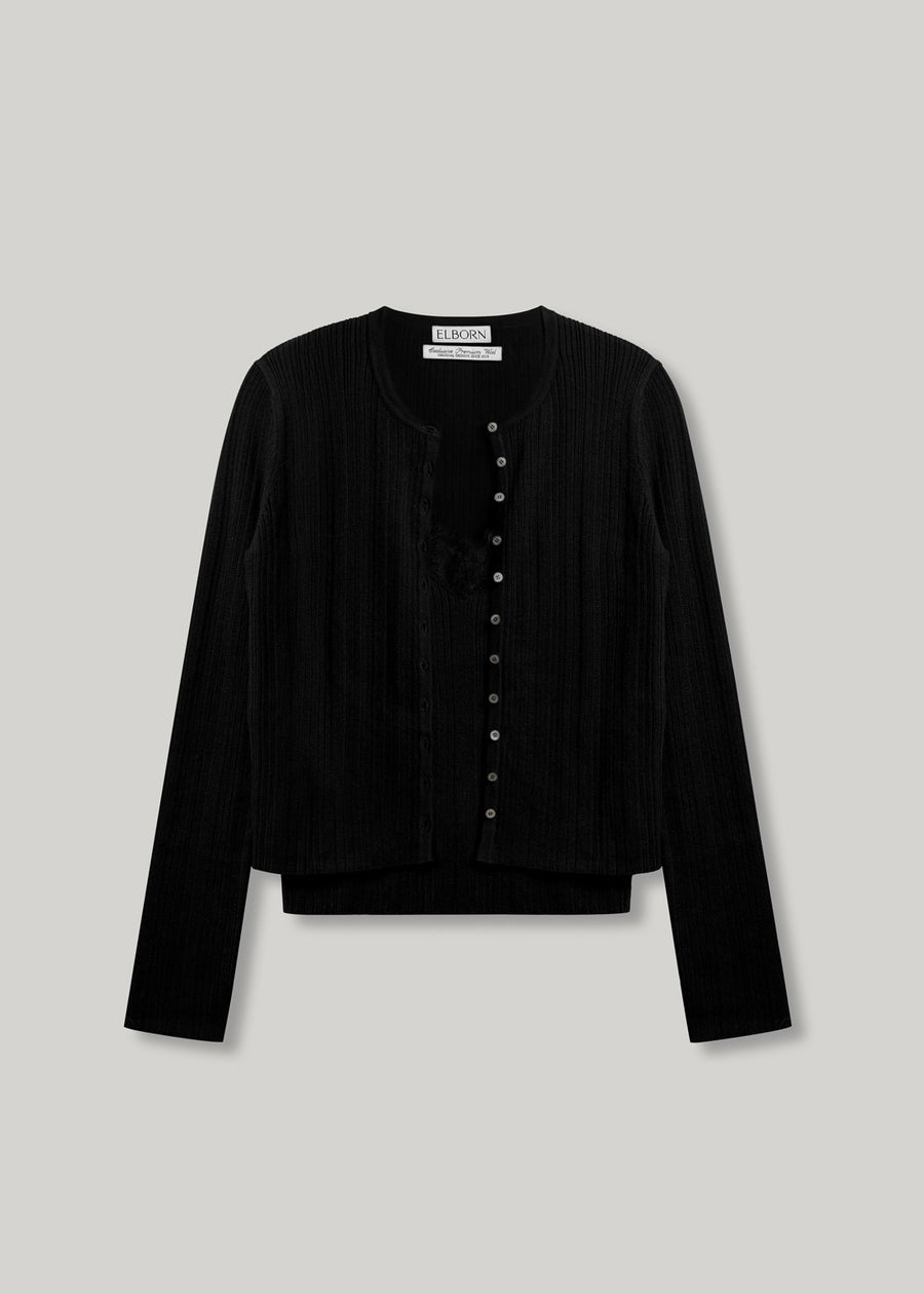 ELBORN | Lace Wool Knit Cardigan Set-up (Black) Expected ship to 11/07/2025