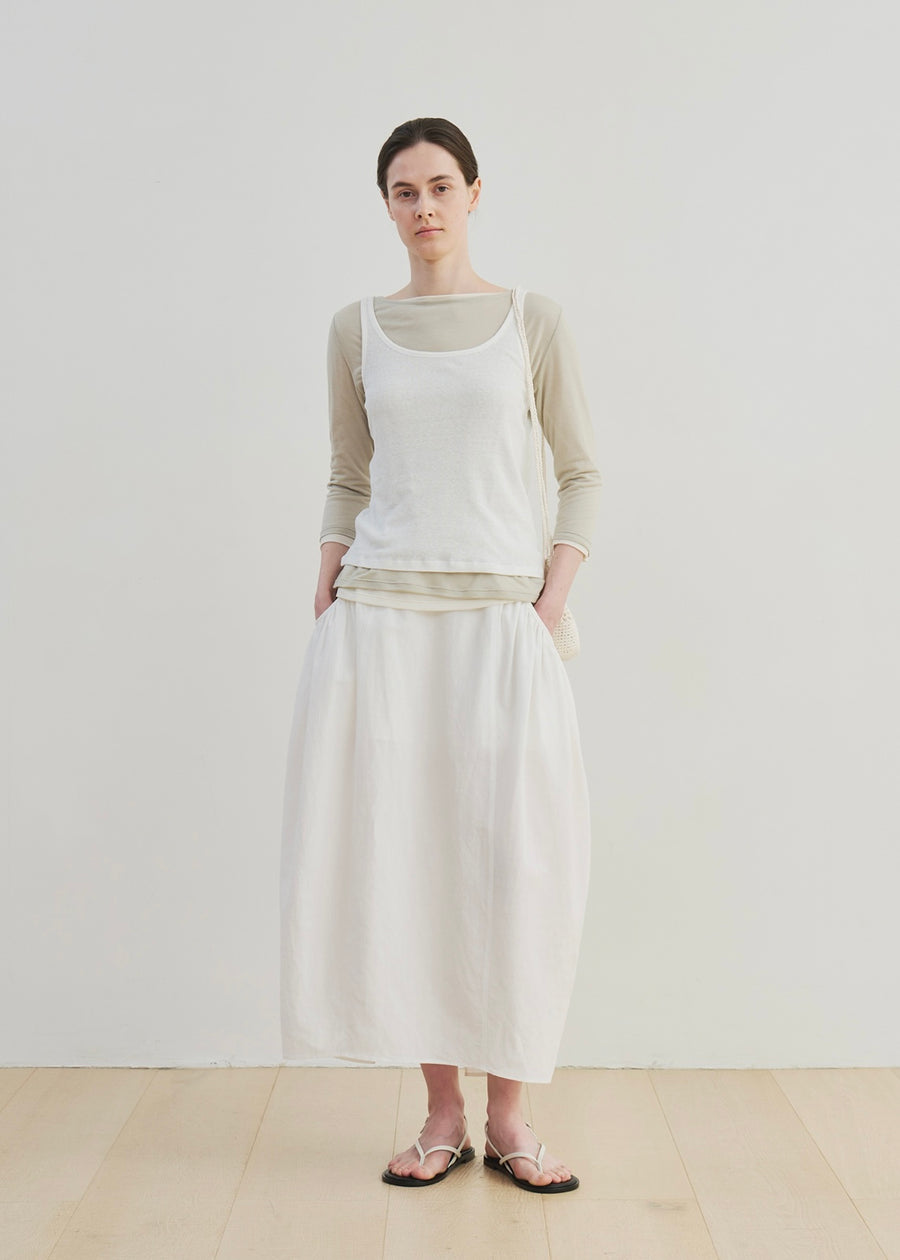 MOIA  | Shirring Cocoon Skirt (Ivory)