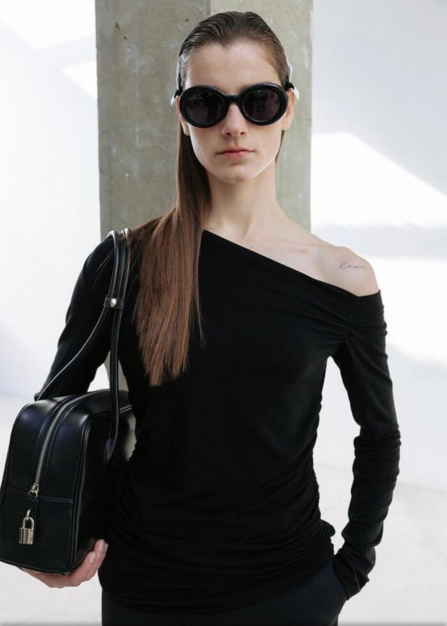 LEHA | Emile Asymmetric Jersey Top (Black)