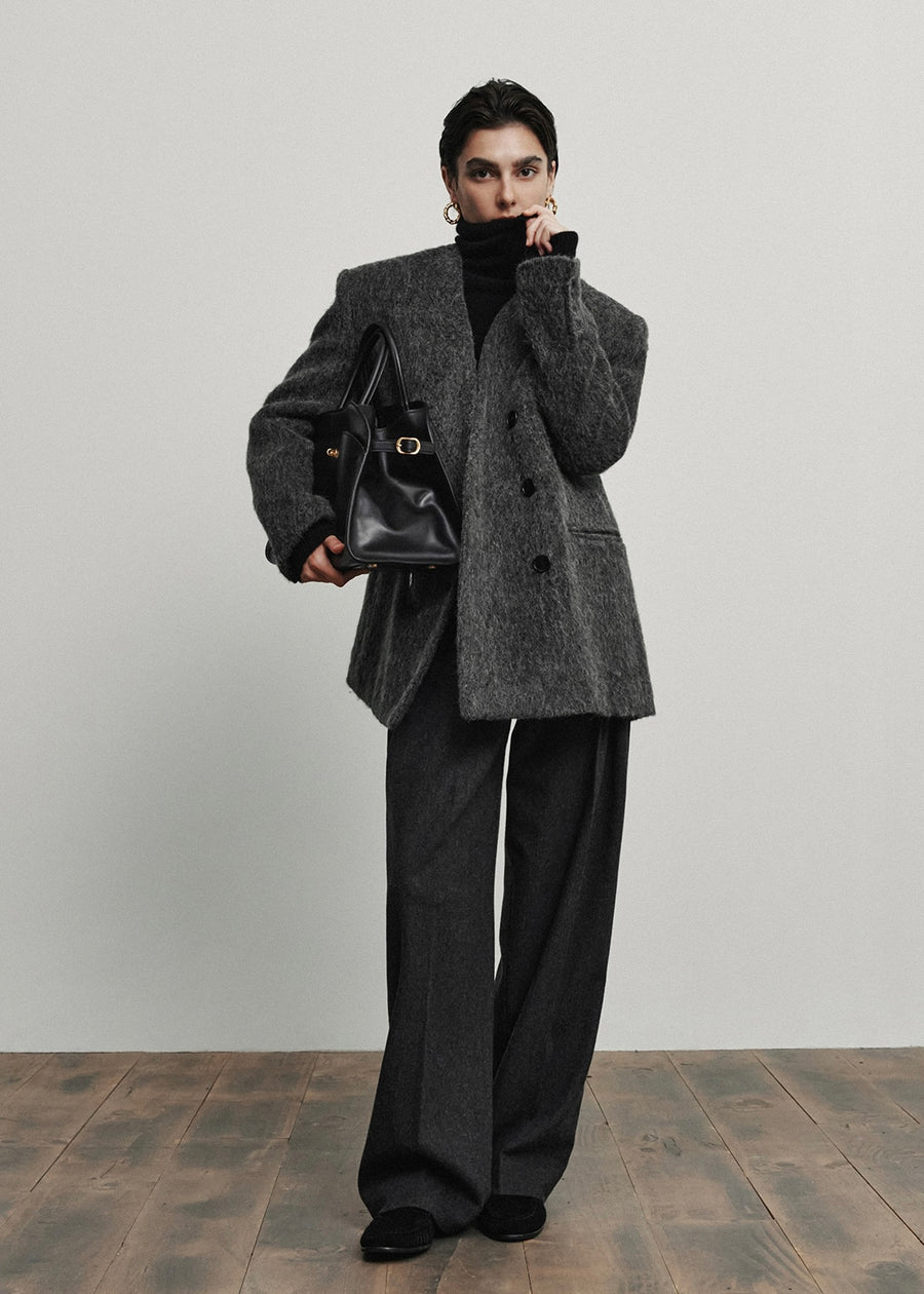 ELBORN | Auden Alpaca Half Coat (Charcoal)