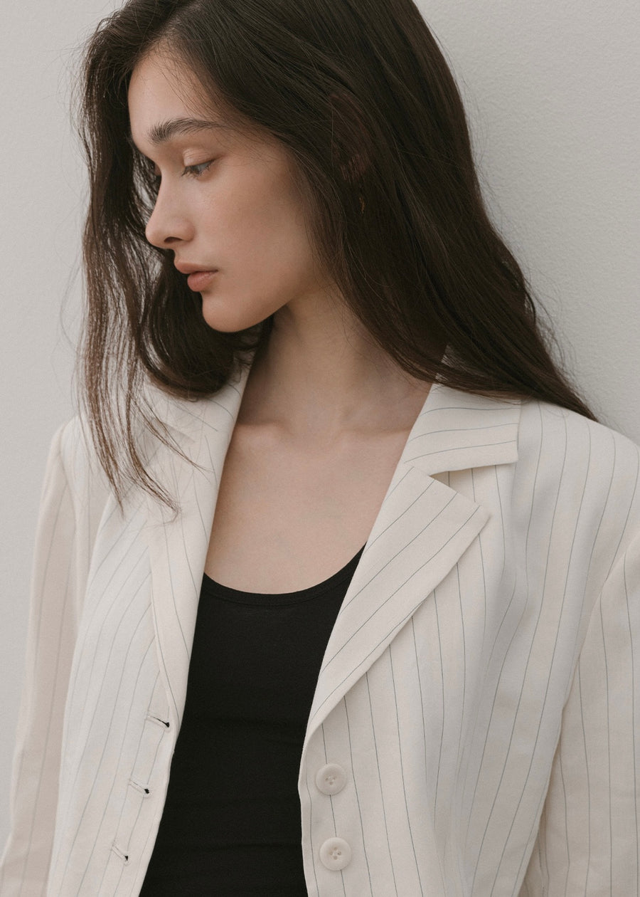 ELBORN | Diamo Linen Jacket (Ivory Stripe)