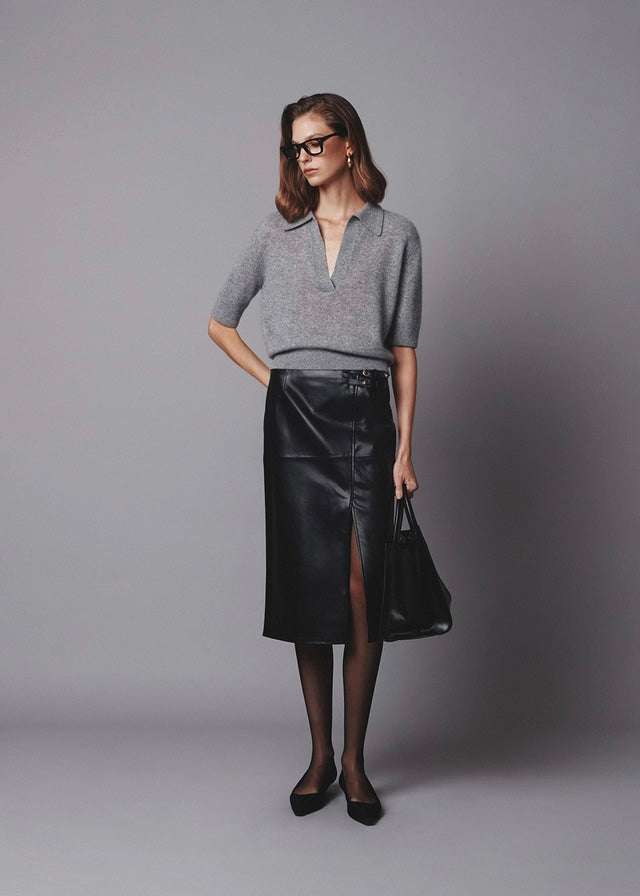 Pre-Order ELBORN | Lavina Vegan leather Skirt (Black)