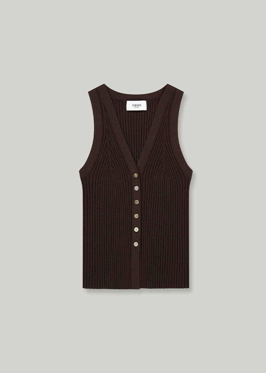 ELBORN | Marin Knit Vest Top (Brown)