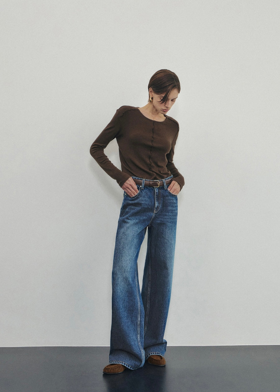 ELBORN | Apollo Wide Denim Pants (Dark Blue)