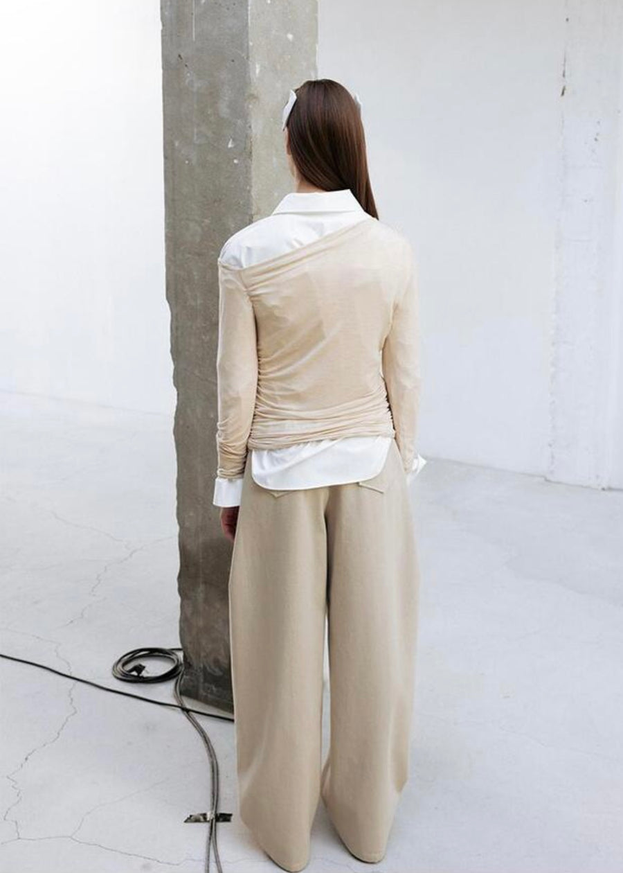 LEHA | Emile Asymmetric Jersey Top (Beige)