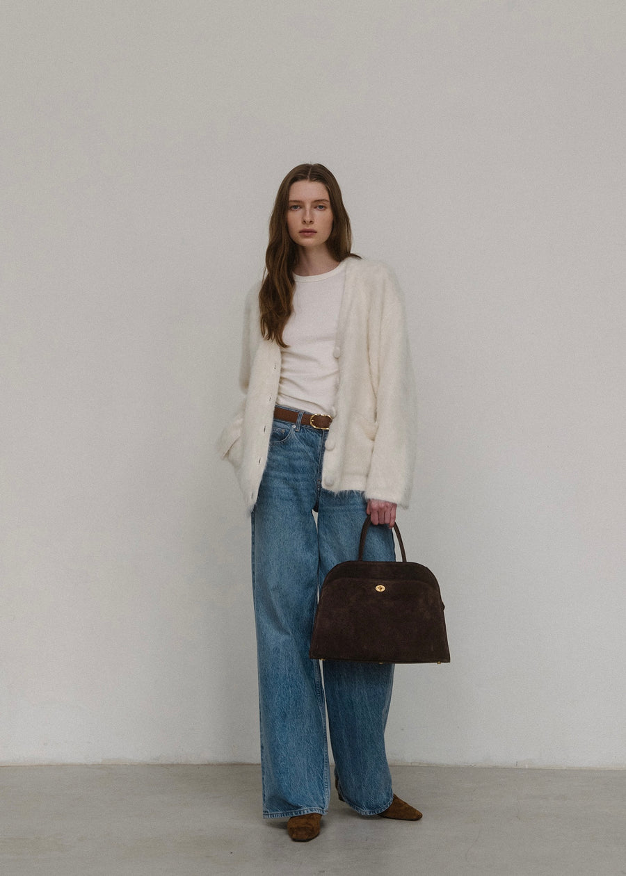ELBORN | Jeanne V-neck Alpaca Knit Jacket (Ivory)