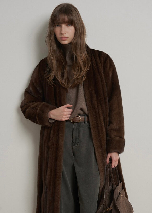 [PRE-ORDER] ELBORN | Kenneth Mink Robe Coat (Brown) Expected ship to 12/27/2024
