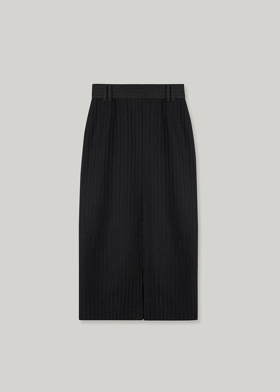 ELBORN | Avec Slit Long Skirt (Black Stripe)