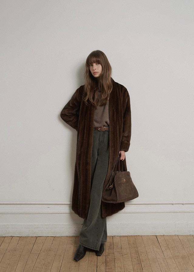 [PRE-ORDER] ELBORN | Kenneth Mink Robe Coat (Brown) Expected ship to 12/27/2024