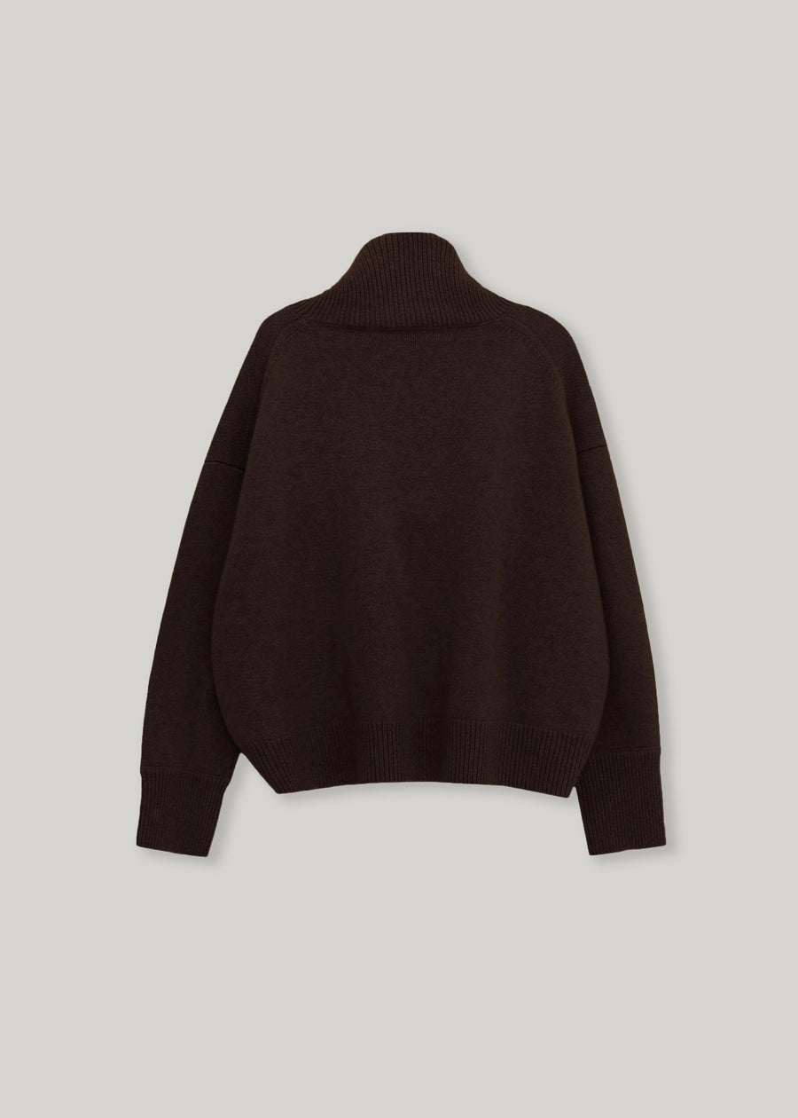 ELBORN | Becky Cashmere 100% High-neck Sweater (Brown)