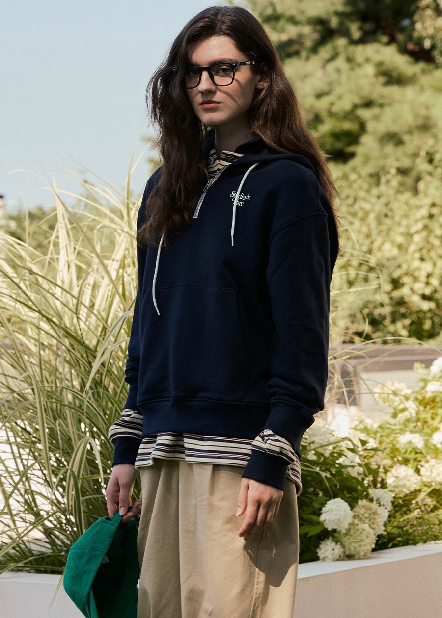 STUDIO & PARK | Half - Zip Hoodie (Navy)