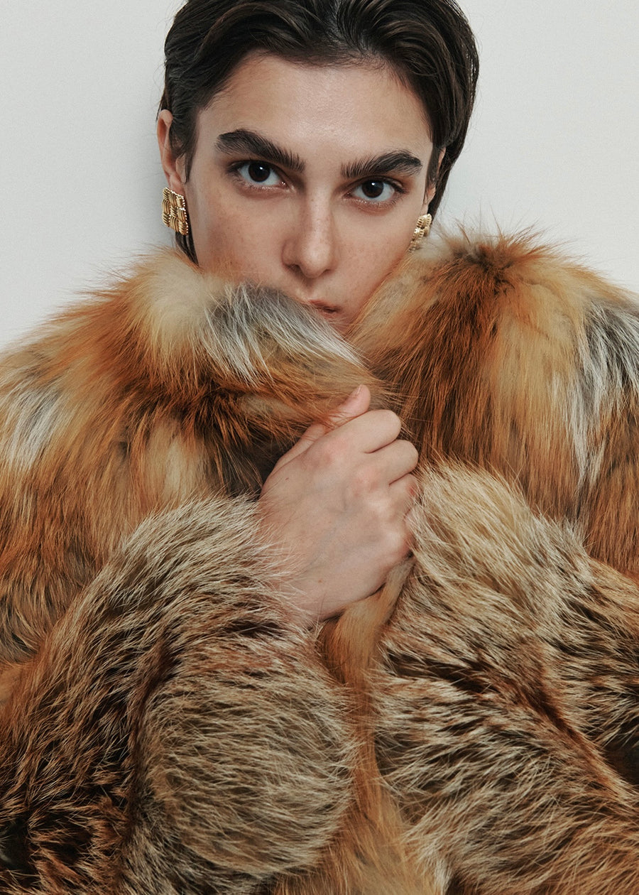 ELBORN | [Earlybird 10%] Blair Fox Fur Jacket (Brown) Expected ship to 12/12/2025
