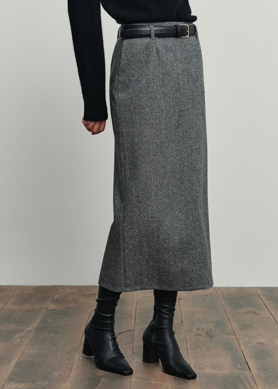 ELBORN | Bellissa Wool Long Skirt (Black)