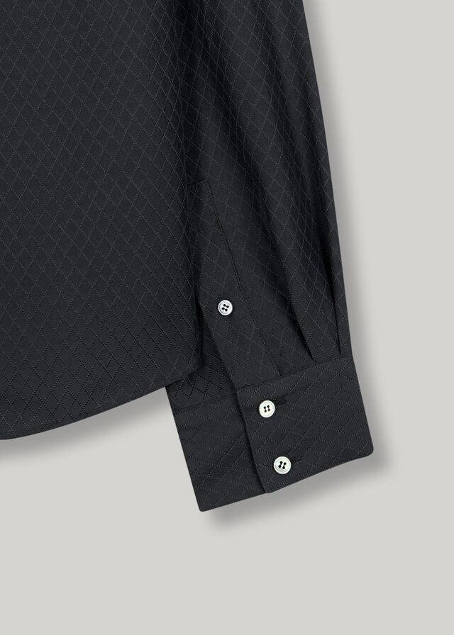 ELBORN | Cherie Silk Tie Shirt (Black/Charcoal)