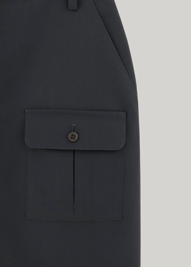 ELBORN | Daphne Long Slit Skirt (Ash Navy)