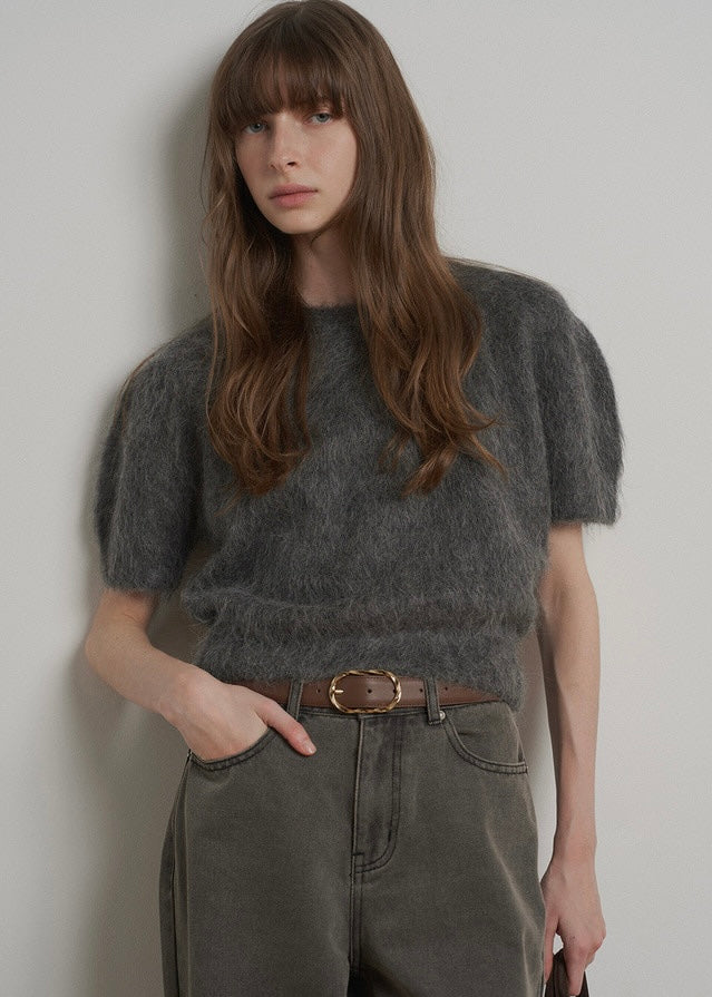 ELBORN | Nova Alpaca Knit Top (Charcoal)