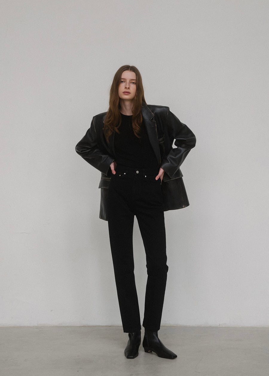 [2ND] ELBORN | [LIMITED] Carmen Leather Jacket (Black) Expected to ship 9/13/2024