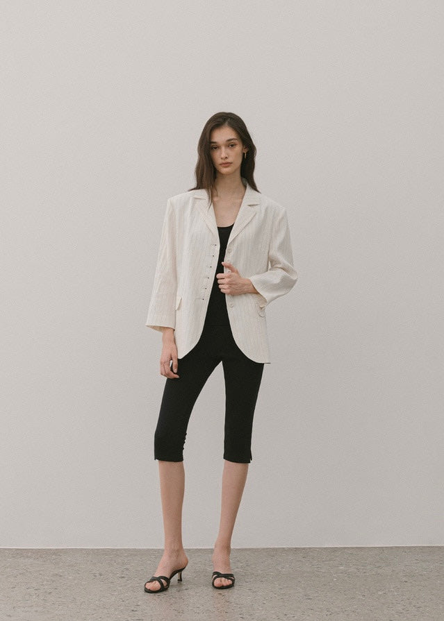 ELBORN | Diamo Linen Jacket (Ivory Stripe)