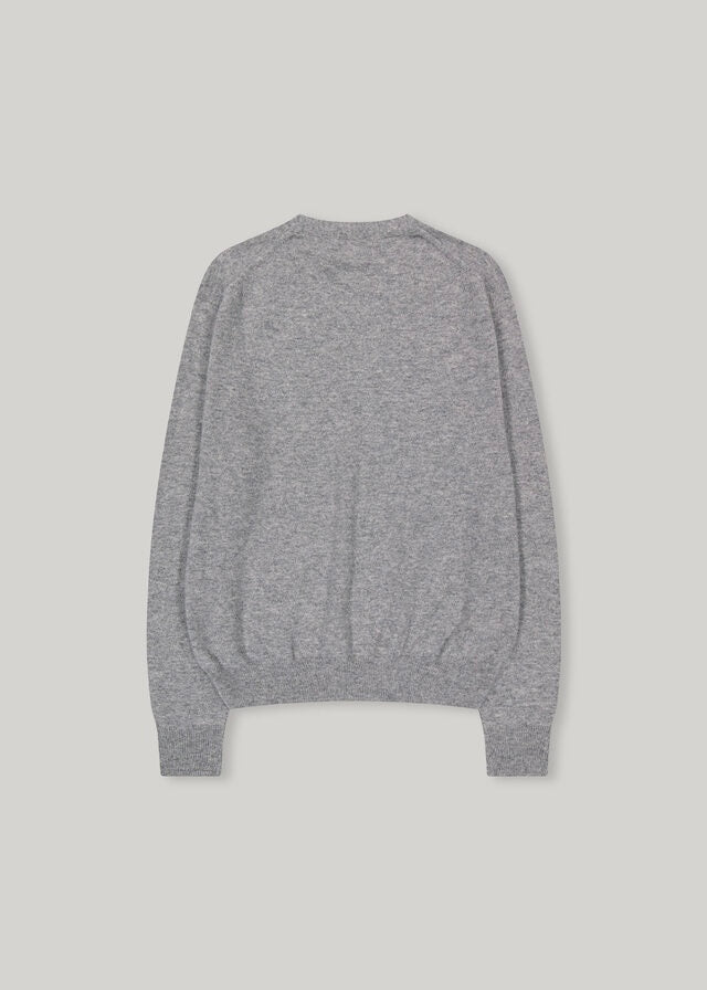 Elborn | Tiana V-neck Knit Top (Light Grey)