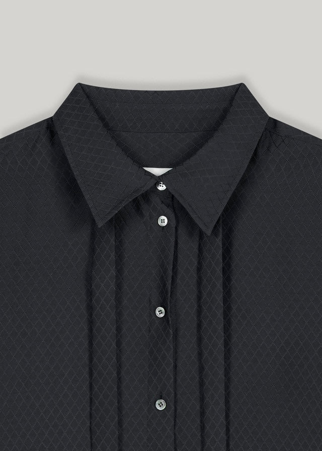 ELBORN | Cherie Silk Tie Shirt (Black/Charcoal)