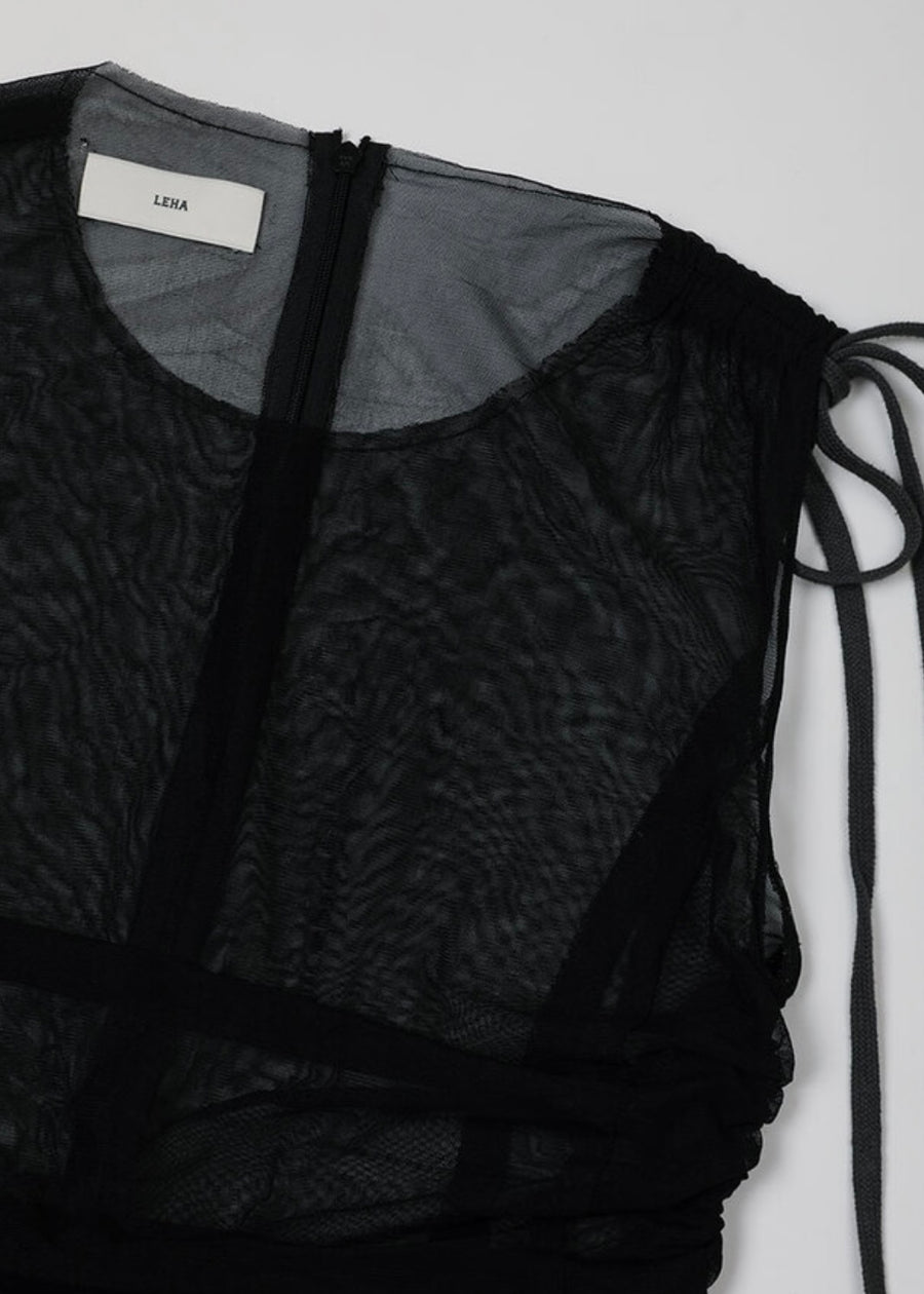 LEHA | Kenys Sheer Shirred Dress (Black)