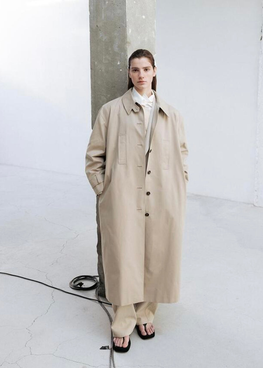 LEHA | Maisie Oversized Scarf Detail  Trench Coat (Beige)
