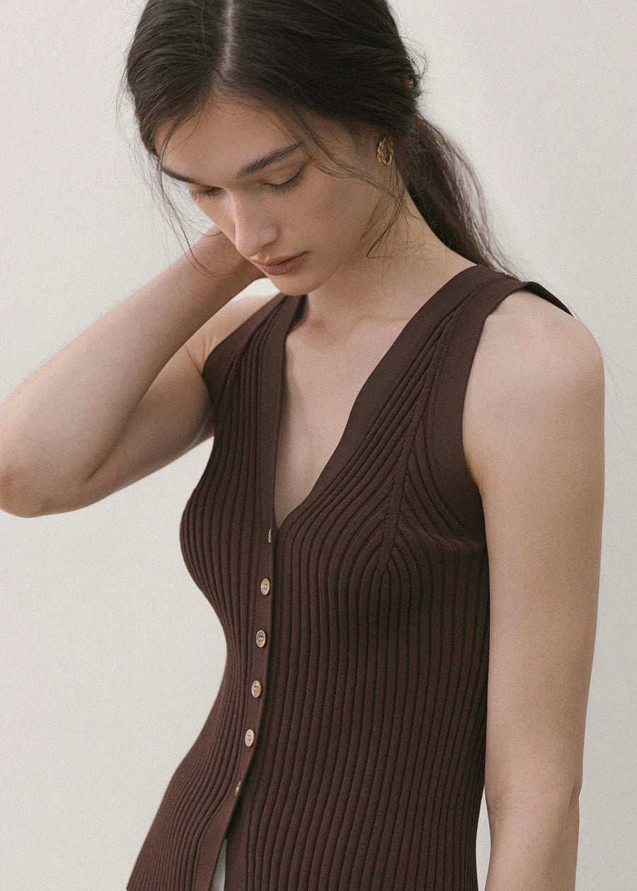 ELBORN | Marin Knit Vest Top (Brown)