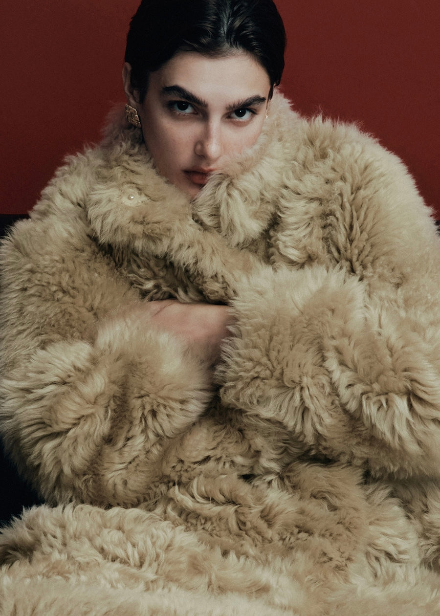 5% Off -ELBORN | Derby Toscana Fur Long Coat (Beige)Expected ship to 12/12/2025