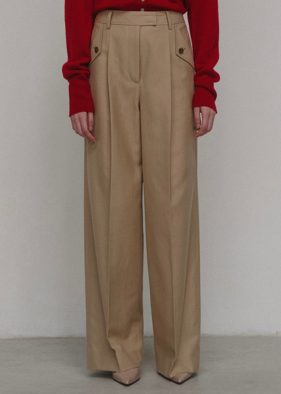 [2ND] ELBORN | Troy Wide Wool Pants (Camel)