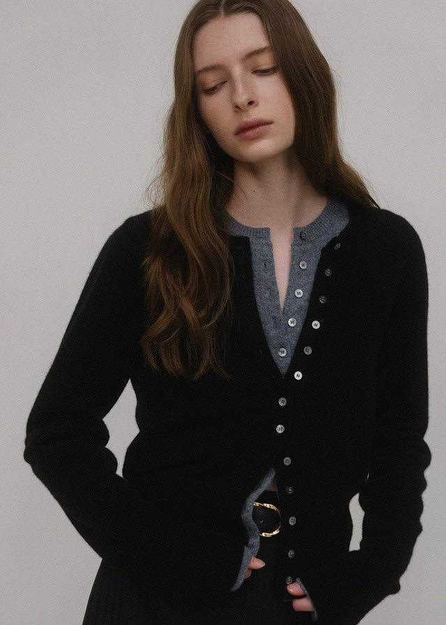 [2ND] ELBORN | Harvey Cashmere Silk Cardigan (Black)