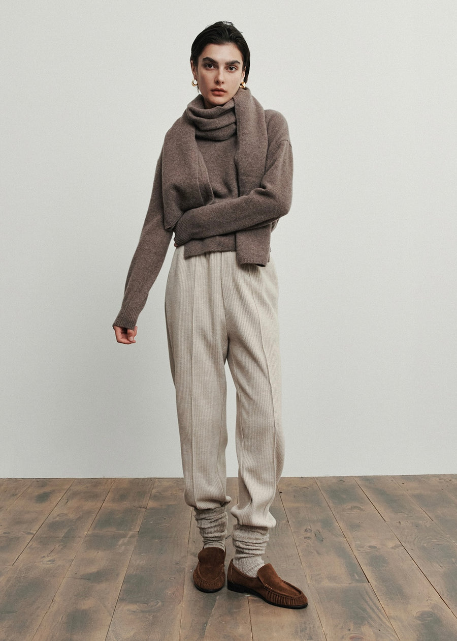 ELBORN | Aube Muffler Wool Knit Set-up (Mocha)