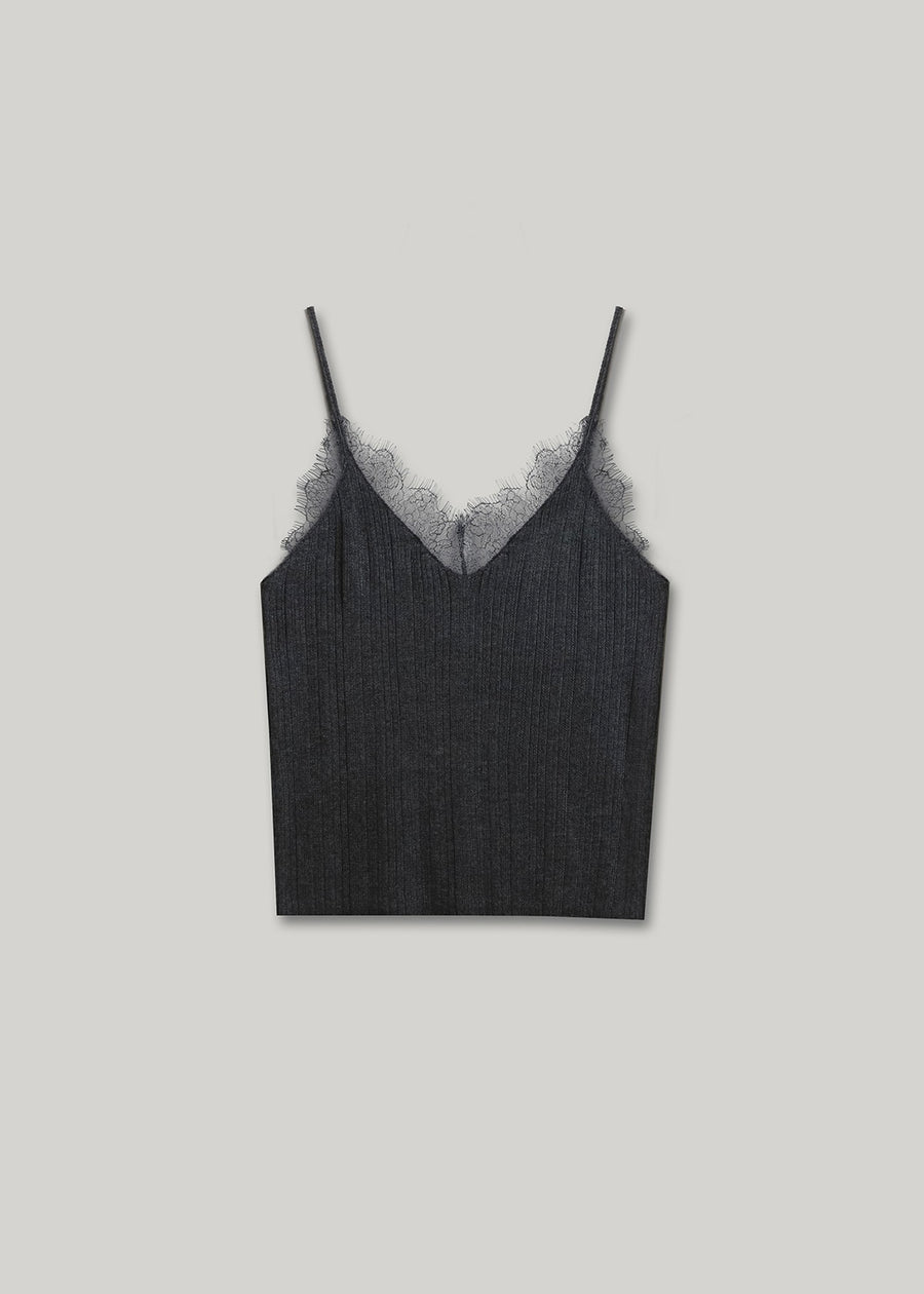ELBORN | Lace Wool Knit Cardigan Set-up (Charcoal) Expected ship to 11/07/2025