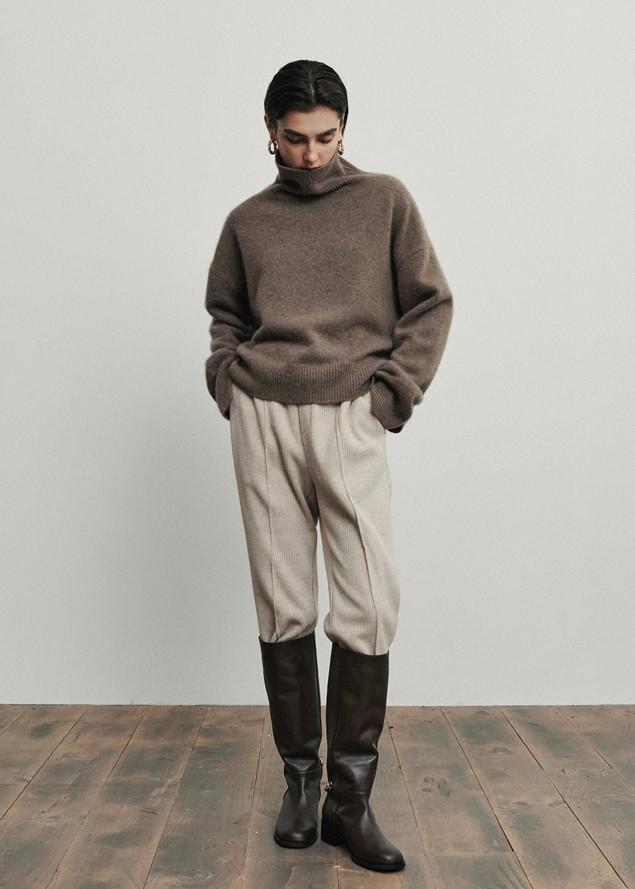 ELBORN | Becky Cashmere 100% High-neck Sweater (Mocha)