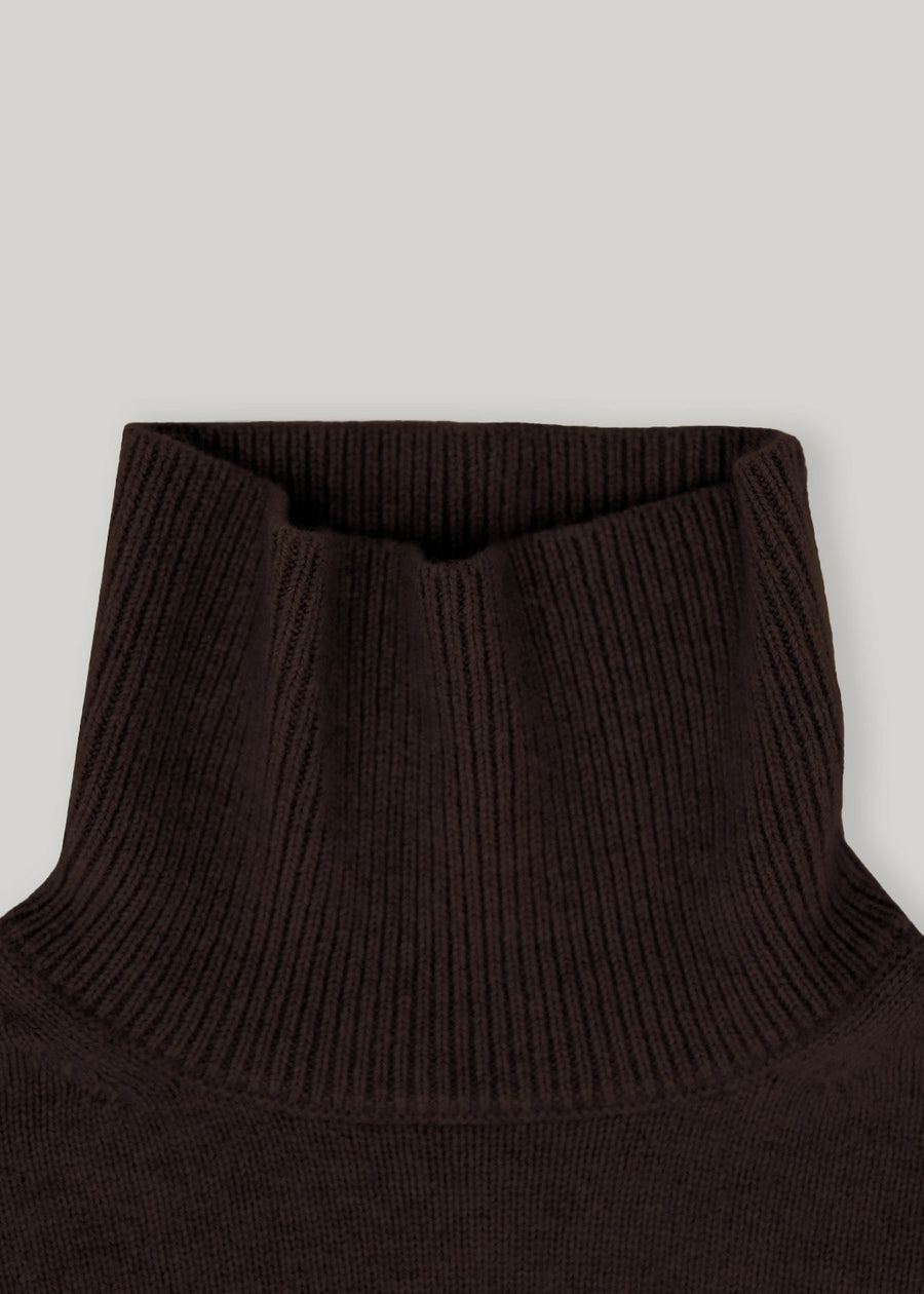 ELBORN | Becky Cashmere 100% High-neck Sweater (Brown)