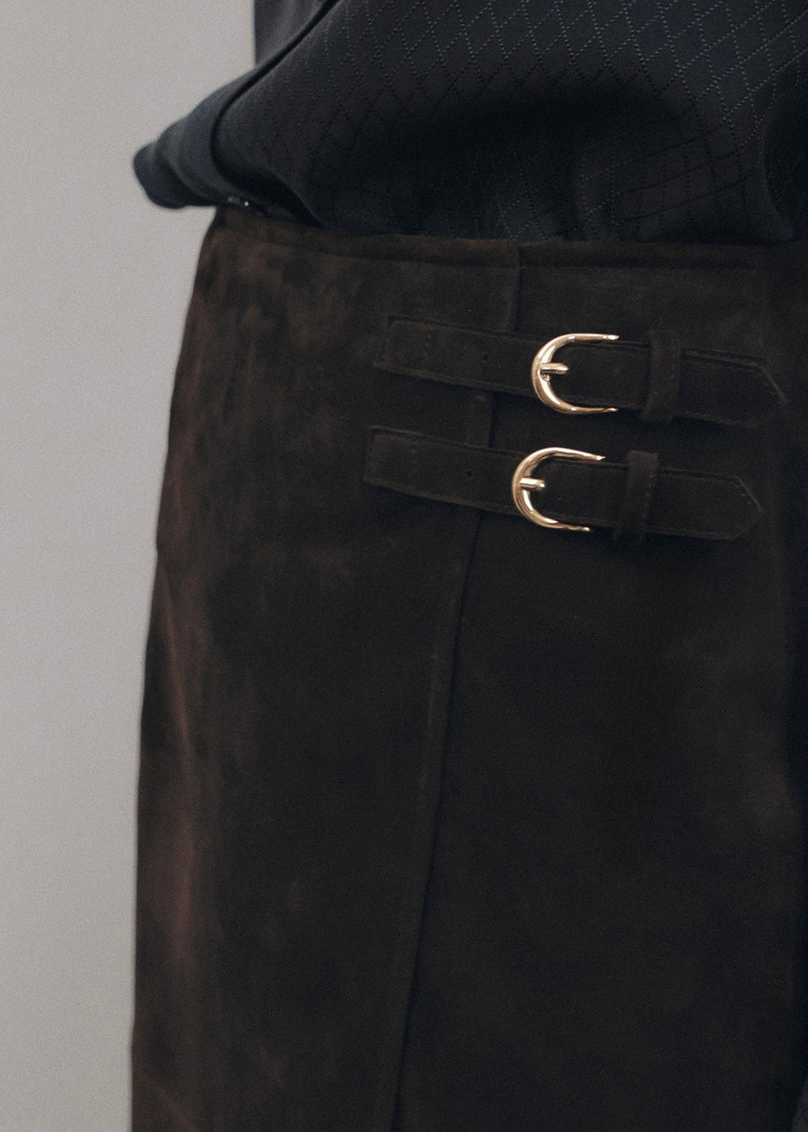 ELBORN | Lavina Suede Skirt (Brown) Expected ship to 09/12/2025