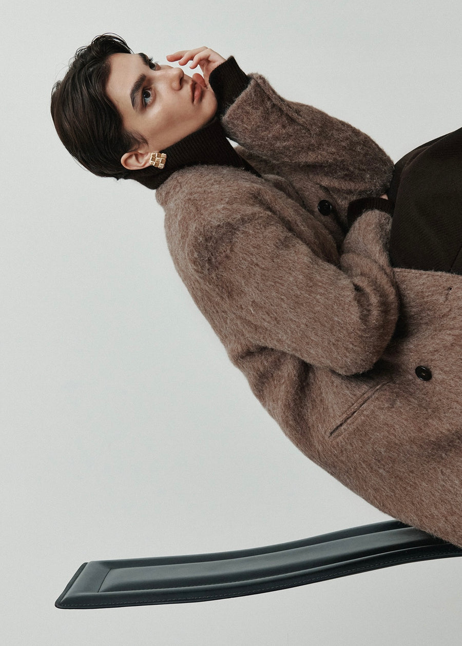 ELBORN | Becky Cashmere 100% High-neck Sweater (Brown)