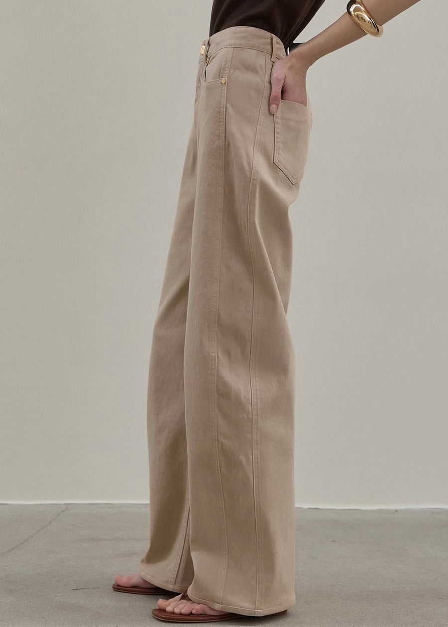 Elborn | Thor Side Denim Pants (Beige)